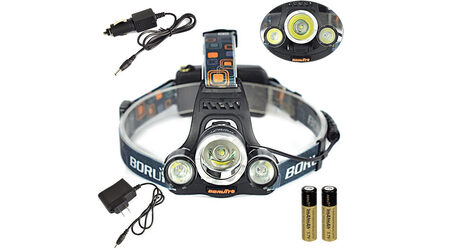 купите Светодиодный налобный фонарь Boruit HL-720 (Cree XML T6 + 2 Q5) 2200 люмен в Ростове-на-Дону